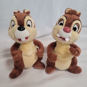 Walt Disney Chip And Dale 9" Plush Stuffed Animal Set Chipmunks